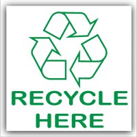 1 x Recycle Here Recycling Bin Adhesive Sticker-Recycle Logo Sign-Environment Label